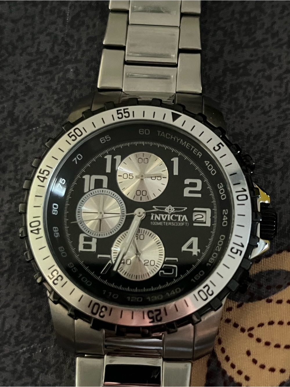 Invicta Silver and Black Chronograph Watch in Box - Picture 5 of 8